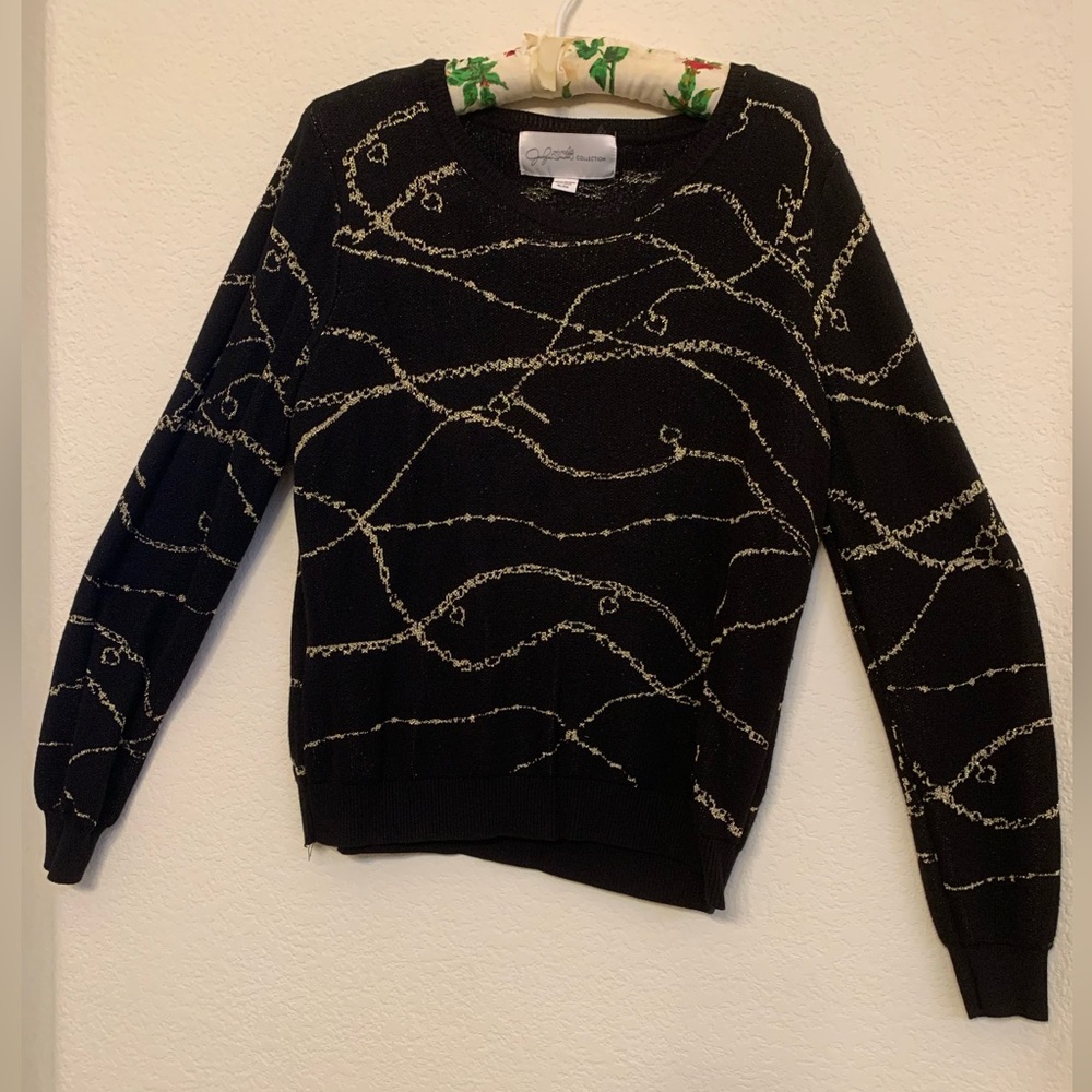 Chic Black Sweater with Patterned Design